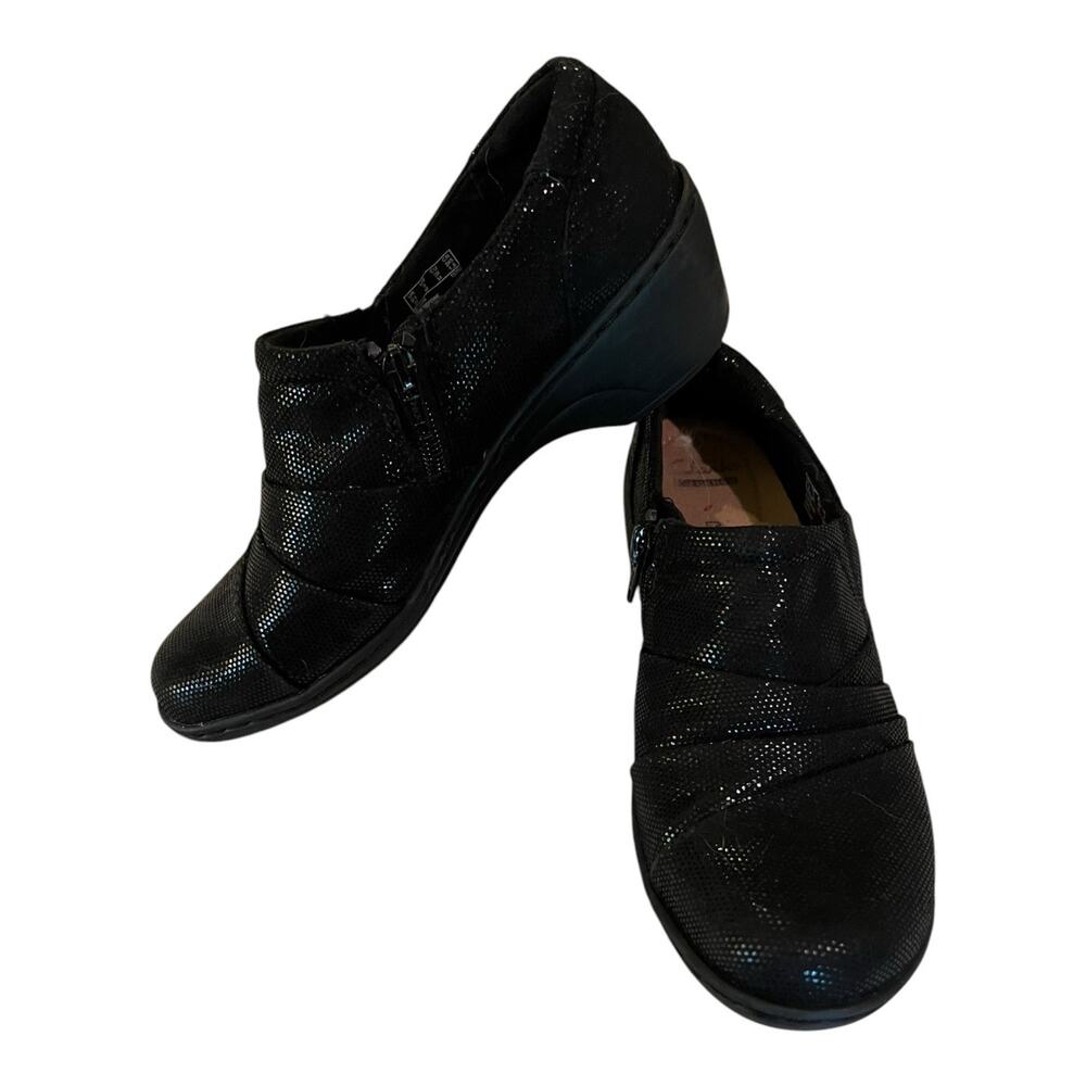 Clarks Collection Soft Cushion shoes black Slip-On Glitter Shiny 8